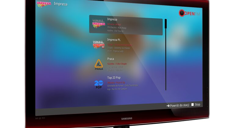 Popularna aplikacja muzyczna Open FM dostępna na telewizorach Samsung Smart TV, smartfonach i tabletach nowe produkty, usługi, technologie - Aplikacja Open FM to pełny dostęp do treści emitowanych przez największą platformę muzyczną w Polsce. Korzystając z niej na Samsung Smart TV, zyskujemy bezpłatny dostęp do blisko 100 zróżnicowanych gatunkowo kanałów muzycznych! Muzyka w Open FM nie jest przerywana audycjami.