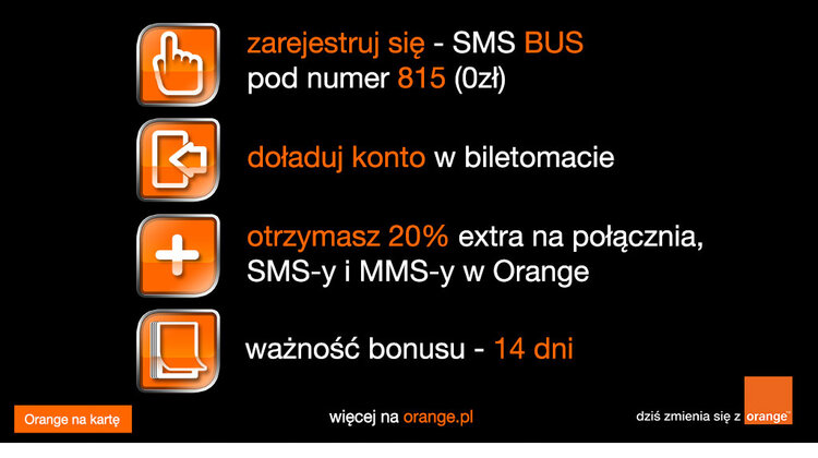 Doładowanie konta sieci Orange w żółtoniebieskich biletomatach ASEC to 20% ekstra do każdego doładowania nowe produkty, usługi, technologie - W marcu użytkownikom telefonów na kartę w sieci Orange zaoferowana została kolejna wyjątkowa promocja. Tym razem, przy zakupie doładowania konta w żółtoniebieskim biletomatacie ASEC na kwoty 5, 10, 25, 40, 50, 100 lub 200 użytkownicy otrzymają 20% bonus. Za dostarczenie usługi do biletomatów odpowiada epay Polska, dywizja Euronet Polska.