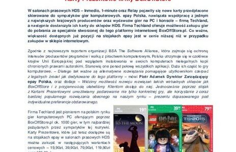 epay Polska wprowadza do sklepów sieci HDS Karty Prezentowe firmy BoxOffStore