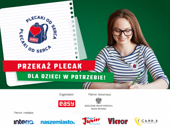 Kampania społeczna dla szkół EASY Plecaki od serca BIZNES, Edukacja - Pod koniec roku szkolnego w szkołach podstawowych i gimnazjach realizowana będzie kampania społeczna i edukacyjna EASY Plecaki od serca. Zapisy już ruszyły!
