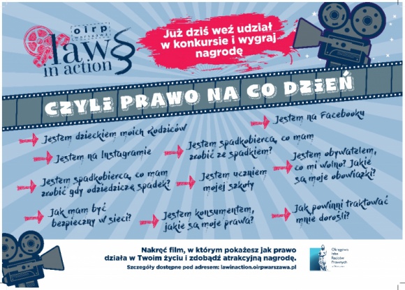 Nie rozstajesz się z telefonem lub tabletem? Wykorzystaj to w konkursie i nakręć BIZNES, Edukacja - Od początku lutego br. młodzież w wieku 13–19 lat może zgłaszać się do konkursu łączącego naukę o prawie i zabawę pod hasłem „Law in action, czyli prawo na co dzień”. Na zwycięzców czekają dron, kamera i głośniki.