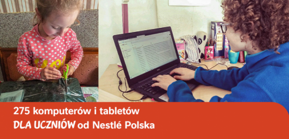 275 komputerów i tabletów dla uczniów od Nestlé Polska BIZNES, Edukacja - Firma Nestlé Polska przekazała – za pośrednictwem gmin w całym kraju – 275 komputerów i tabletów na rzecz akcji #KomputerDlaUcznia. Sprzęt, przeznaczony do nauki online, trafi do najbardziej potrzebujących dzieci m.in. z Kalisza, Rzeszowa i Lublina.